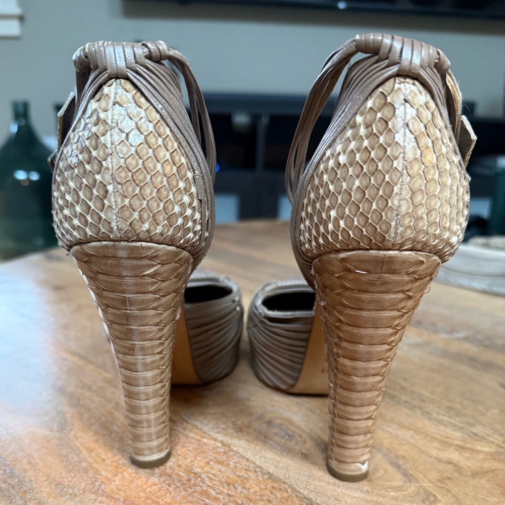 Christian Dior Python/Woven Leather Platform Heels - image 4